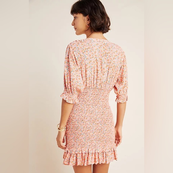 Faithfull the Brand Margherita Smocked Floral Mini Dress, Size 4 - Picture 2 of 15